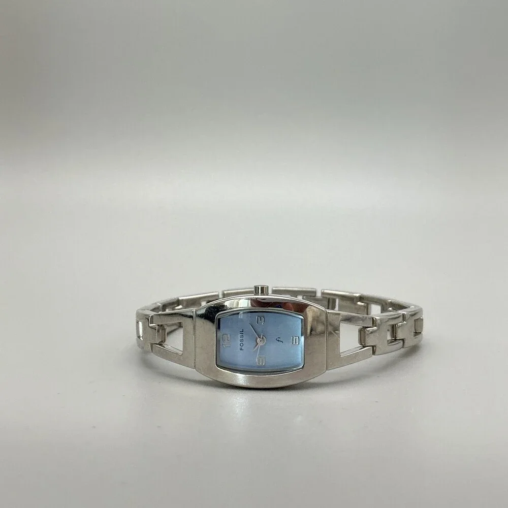 Fossil Forever ES-9304 Womens Watch 17mm Blue Dial Stainless New Battery 7